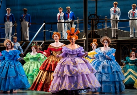 Mel Giedroyc, centre, as Aunt Melanie in HMS Pinafore at English National Opera