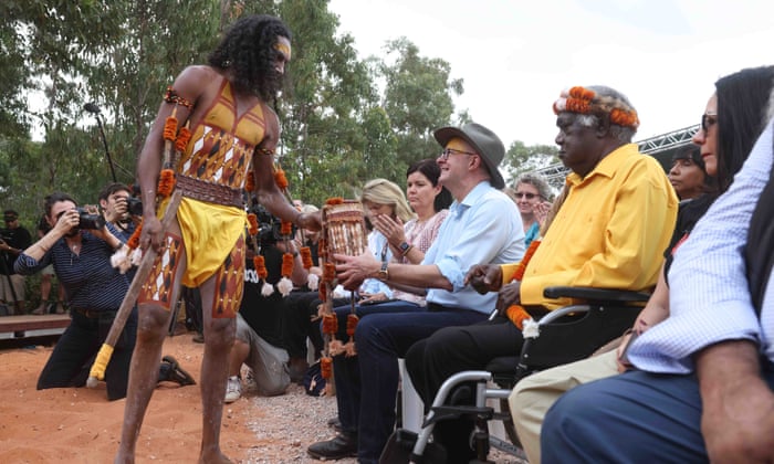 Prime minister Anthony Albanese at the opening ceremony of the Garma festival