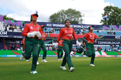 Nigar Sultana leads Bangladesh out to field.