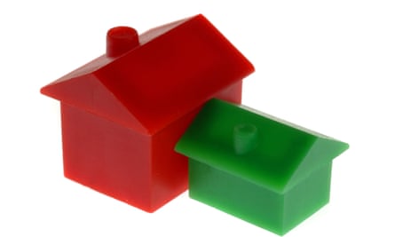 Red and green Monopoly homes