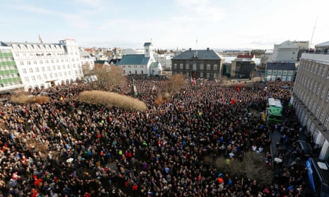 ‘A staggering tenth of the electorate demonstrated in front of the parliament building in Rekyavik.’