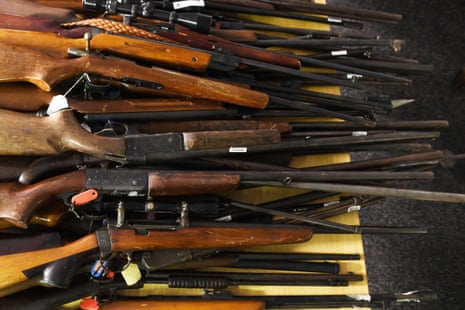 Guns and long-arm rifles handed in as part of a NSW firearms buyback and amnesty in 2017.