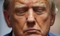 Close-up of Trump with eyes closed.