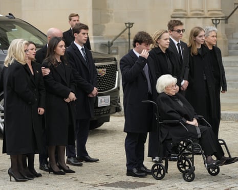 Lynne Cheney in wheelchair, along with daughter, former congresswoman Liz Cheney, preside over the arrival of the casket of former vice-president Dick Cheney.