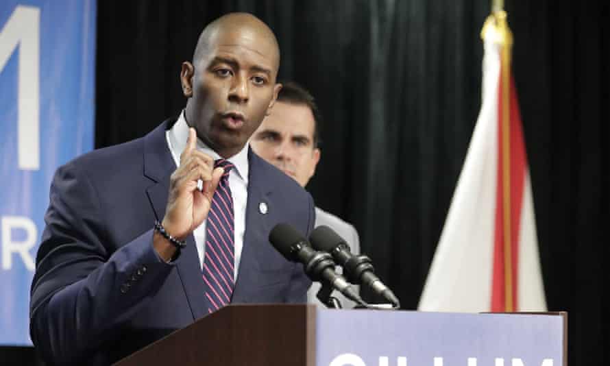 Florida Democratic gubernatorial candidate Andrew Gillum during a campaign rally on 1 October in Kissimmee, Florida.