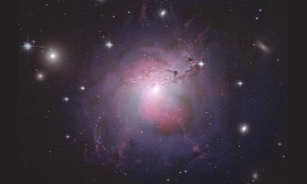 Astronomical image of distant stars with a purplish colour