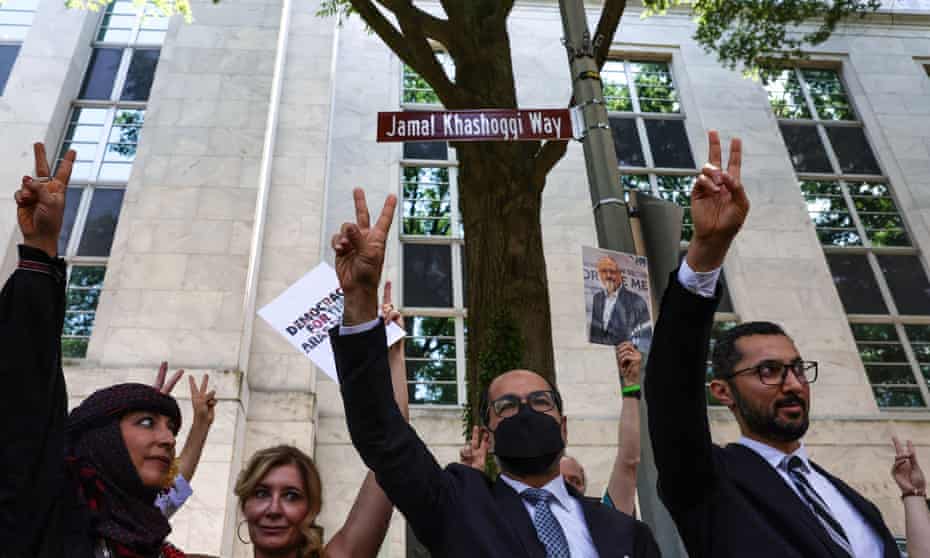 'Jamal Khashoggi Way' unveiled outside of the Saudi embassy in honor of murdered journalist, in Washington DC on Wednesday.
