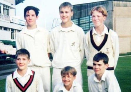 At Burnley CC. James Anderson (front right), David Brown (front left), Michael Brown (middle back) and Gareth Halley (back left).