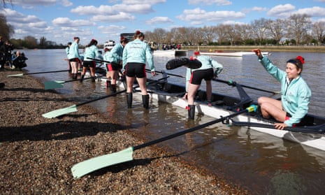 The Cambridge crew get into the water