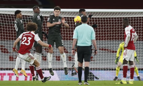 Arsenal’s David Luiz takes a free kick.