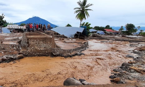 Damaged homes after a flash flood in Waiwerang village in East Flores, Indonesia.