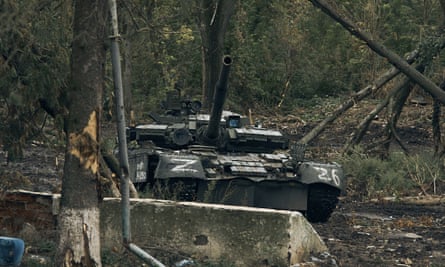 Abandoned Russian tank in Izium, Kharkiv region, Ukraine