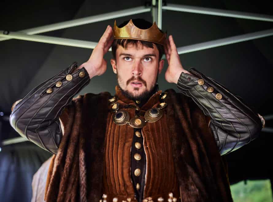 Ronnie Yorke (Macbeth, Sergeant) during rehearsals at the Stanley Hall base camp in Essex.