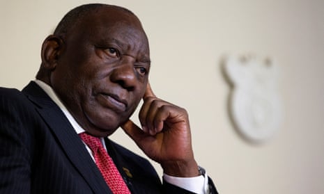 South Africa's president, Cyril Ramaphosa, attends a media briefing at the Union Building in Pretoria