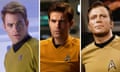 Chris Pine, Paul Wesley and William Shatner as Star Trek character Captain Kirk