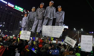 Protesters and effigies in Bucharest