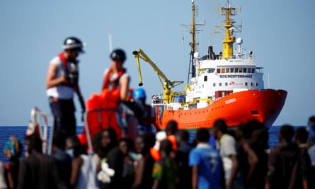 The Aquarius rescues people from the Mediterranean Sea in September 2017.