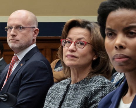 Brendan Carr and Anna Gomez (center) testify before a House energy and commerce committee hearing on Capitol Hill, 14 January 2026.