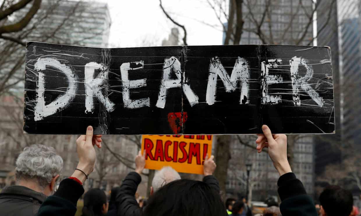 Protesters in New York City call for protection of the Dreamers in 2018. Photograph: Shannon Stapleton/Reuters