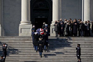 The casket of late Senator Harry Reid arrives at the US Capitol.