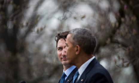 Barack Obama and Justin Trudeau speak at a joint press conference in the rose garden White House on 10 March 2016. During the visit they discussed Tuscan but made no public mention if it by name.