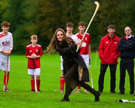 Princess of Wales swings a shinty stick