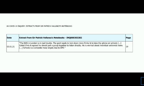 Extract from Vallance’s diary
