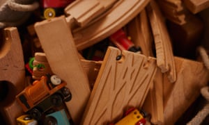 Close-up of wooden train-tracks and trains at Clovelly Child Care Centre. 2018