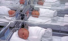 Babies in a hospital nursery. In 2022 the fertility rate across England and Wales fell to 1.49 children per woman. 