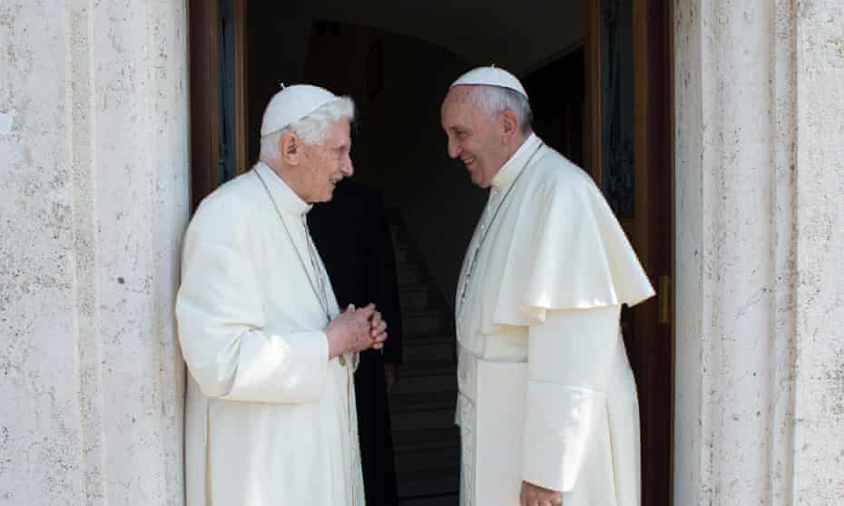 Benedict XVI, left, with Pope Francis last summer.