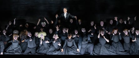 Iesytn Davies (centre) as David in Saul, by Handel, at Glyndebourne, East Sussex. June 2025.