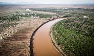 An aerial view of the Omo River in the district of Nyangatom