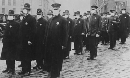 Police in Seattle during the 1918 Spanish flu pandemic.