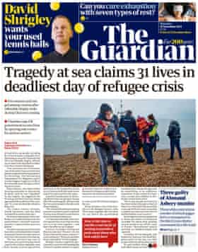 Guardian front page, 25 November 2021