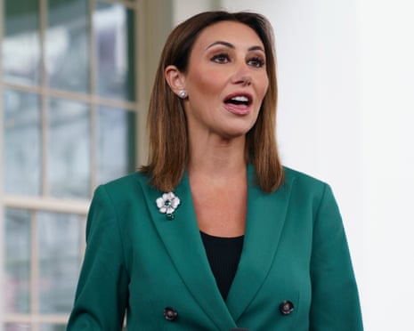 Alina Habba speaks to the reporters outside the White House, 24 March 2025.