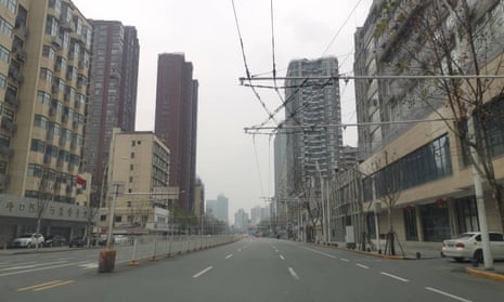 A deserted street in Wuhan