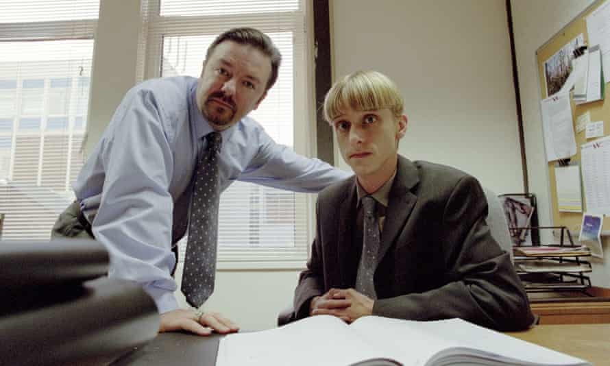 With MacKenzie Crook in The Office.