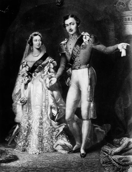 Queen Victoria and Prince Albert on their return from the marriage service at St James’s Palace, London (original artwork: engraved by S Reynolds after F Lock).