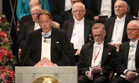 Horace Engdahl speaks at a Nobel prize ceremony in 2016.