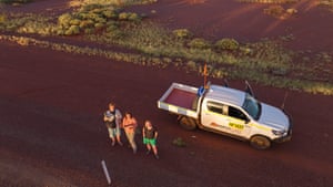 The trio photographed from the drone