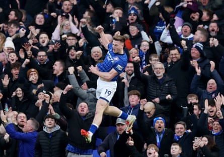 Ipswich’s Liam Delap celebrates scoring against Southampton in February.