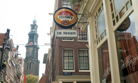 De Reiger restaurant in Amsterdam; exterior with Westerkerk in background