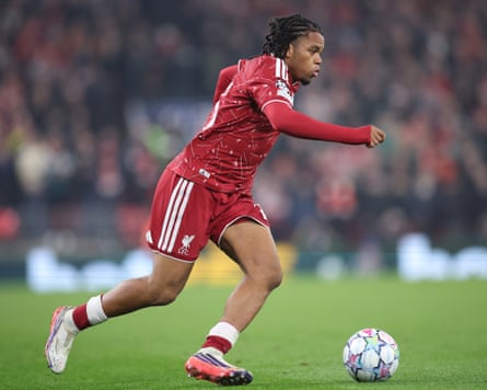 LiverpoolâÂÂs Rio Ngumoha in Champions Ldeague action against Villarreal