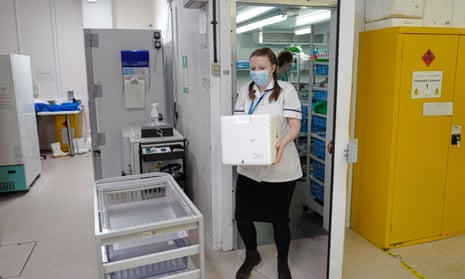 NHS Pharmacy Technician, prepares the Covid-19 vaccine for use by the vaccinations team.