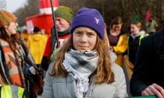 Greta Thunberg with other protesters.