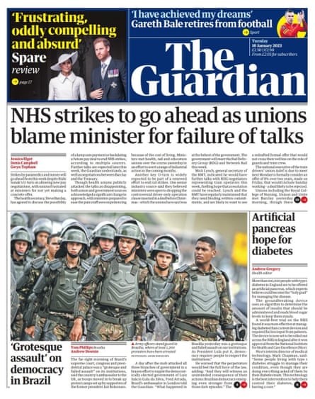 Guardian front page 10 January 23