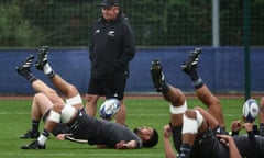 New Zealand's coach Ian Foster looks on during a training session at the Omnisport Croissy Stadium