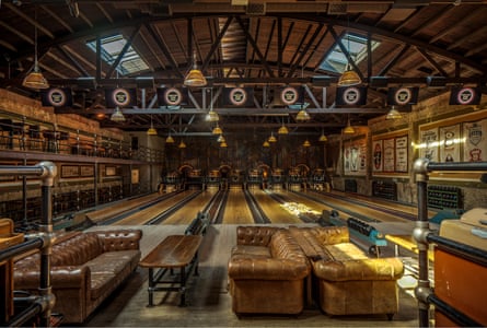 Highland Park Bowl is a renovated historic 1920s bowling alley that now doubles as a cocktail bar.