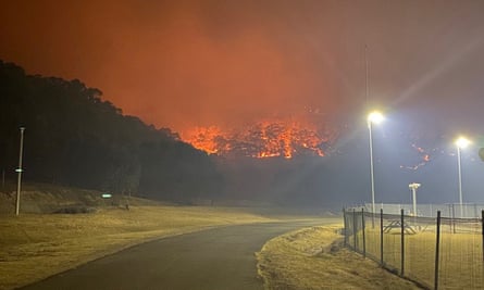 A bushfire burns near the Lithgow Correctional Centre compound in Marrangaroo, New South Wales, Australia December 19, 2019.