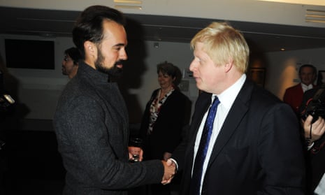 Boris Johnson shakes hands with Evgeny Lebedev